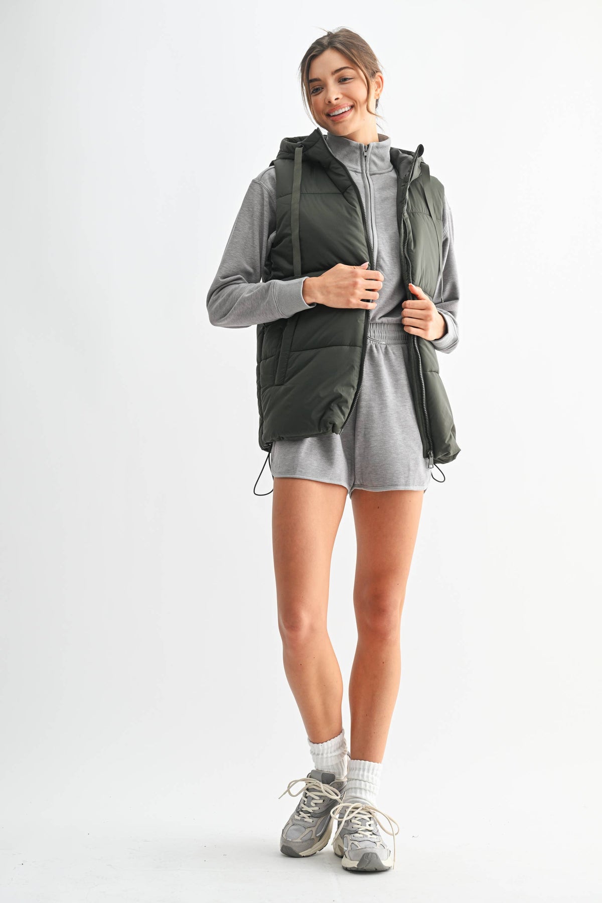 Longline High Neck Padded Vest