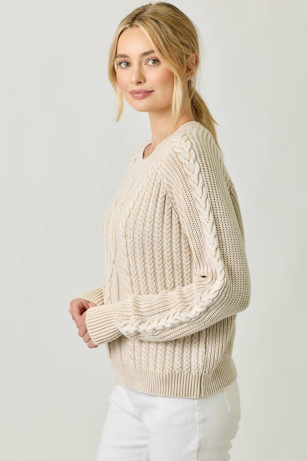 Washed Cable Sweater