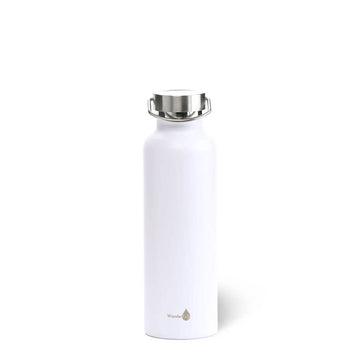 White w/ Silver Top Stainless Steel Water Bottle- 24 Oz