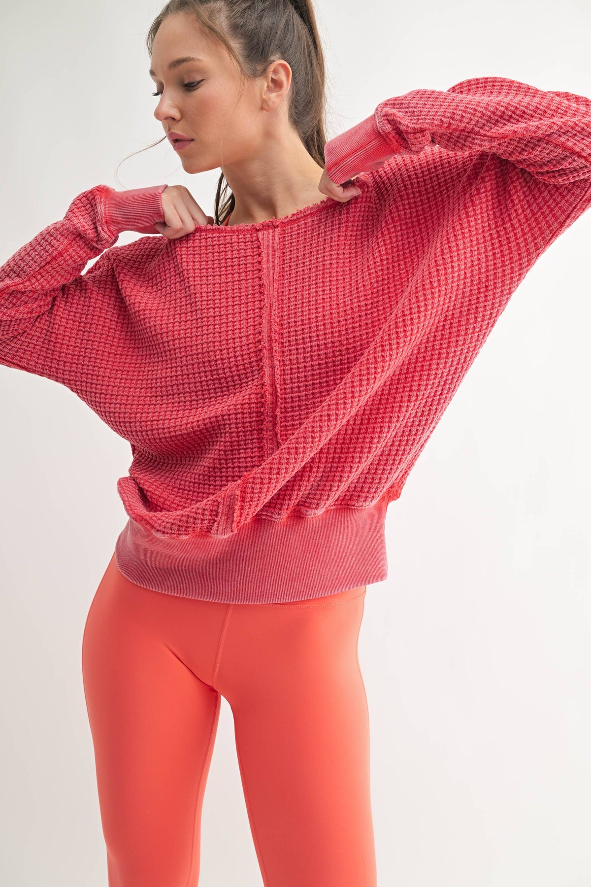 Chunky Waffle Boat Neck Sweater