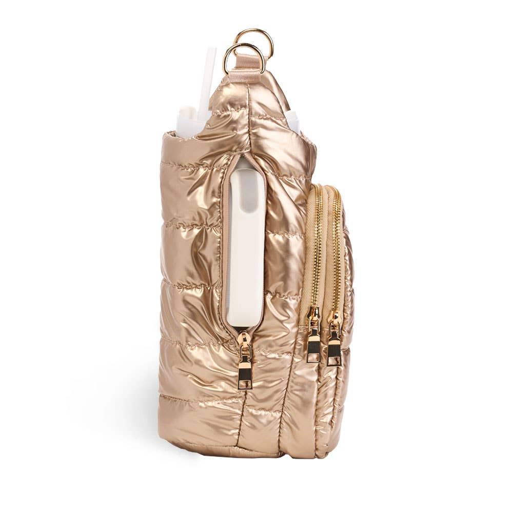 HydroBag? HANDLE?- Gold Shiny with Vegan Leather Trimmed Solid Strap