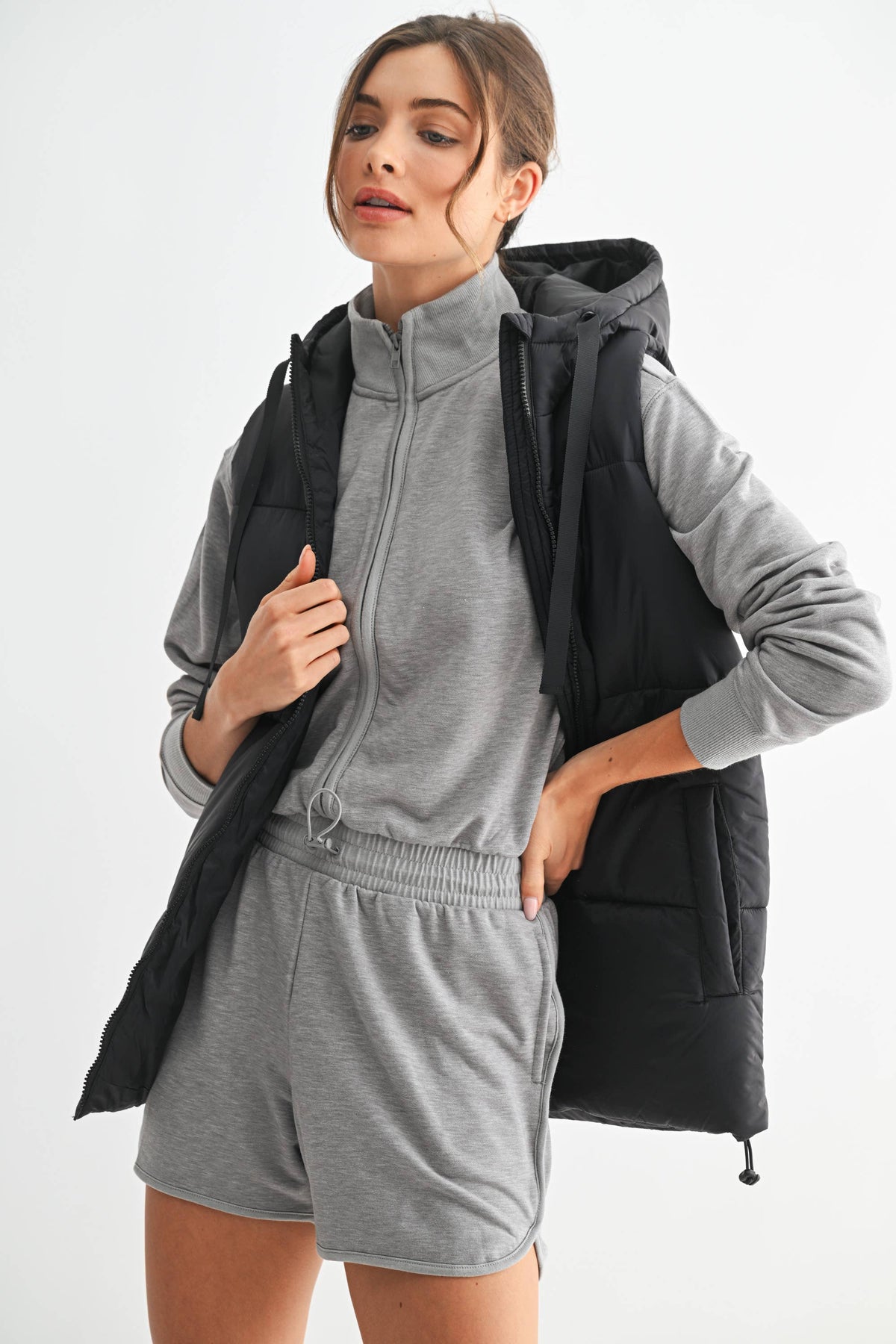 Longline High Neck Padded Vest