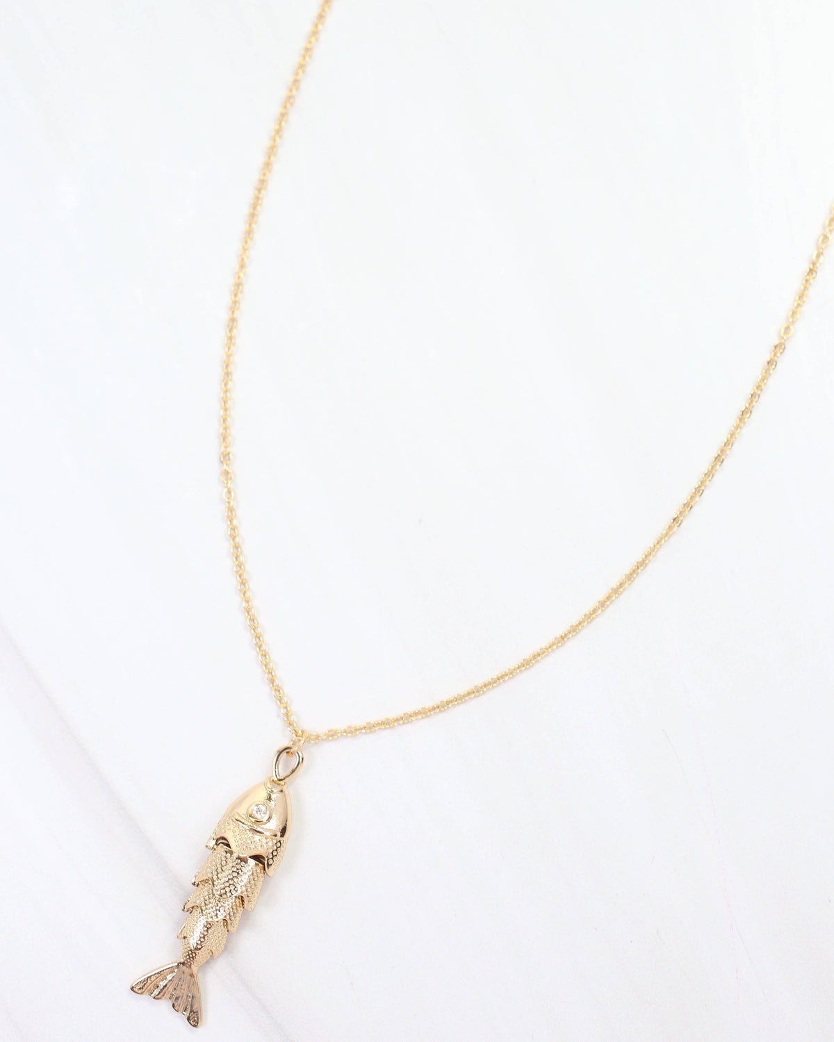 Genoa Fish Pendant Necklace WR Gold