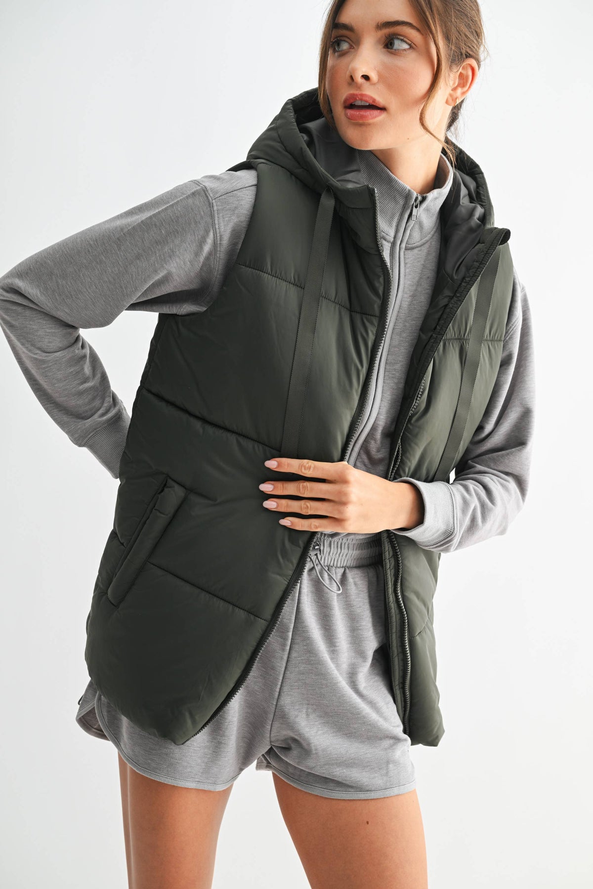 Longline High Neck Padded Vest