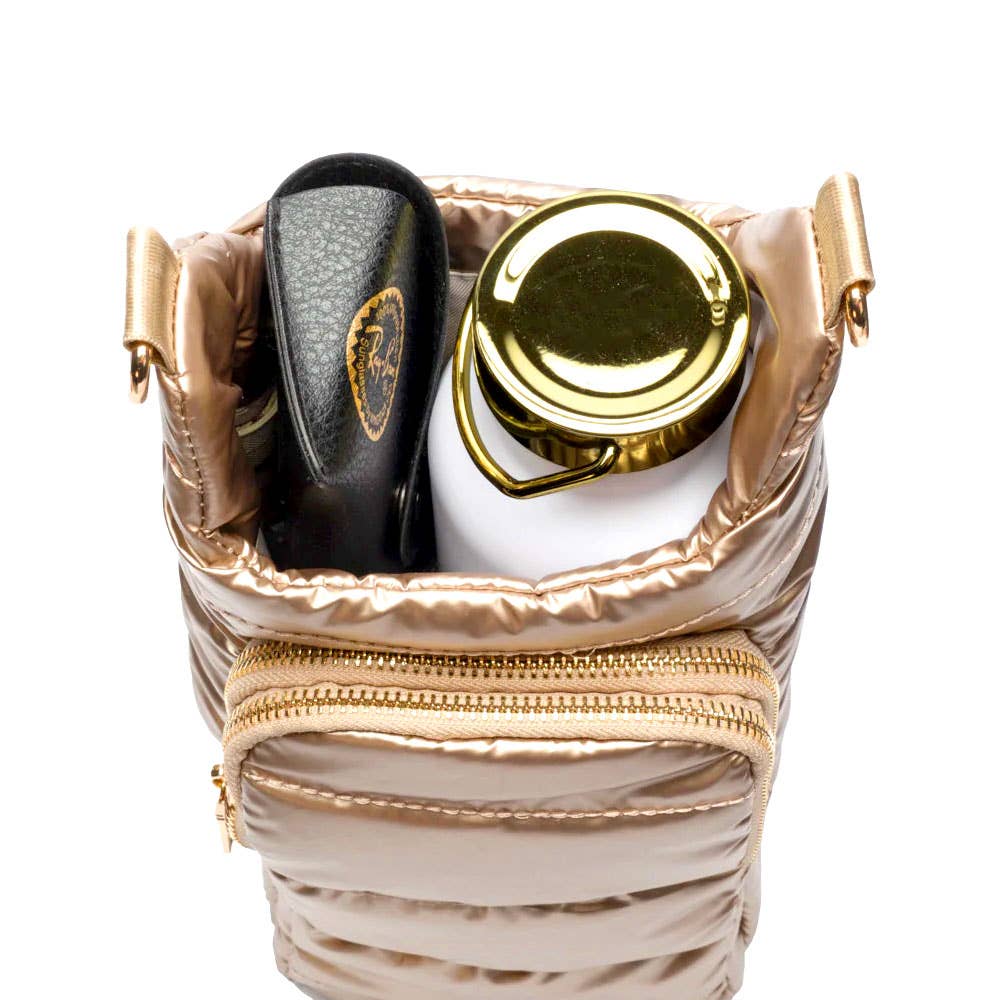 HydroBag? HANDLE?- Gold Shiny with Vegan Leather Trimmed Solid Strap