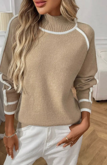 Colorblock Mock Neck Pullover