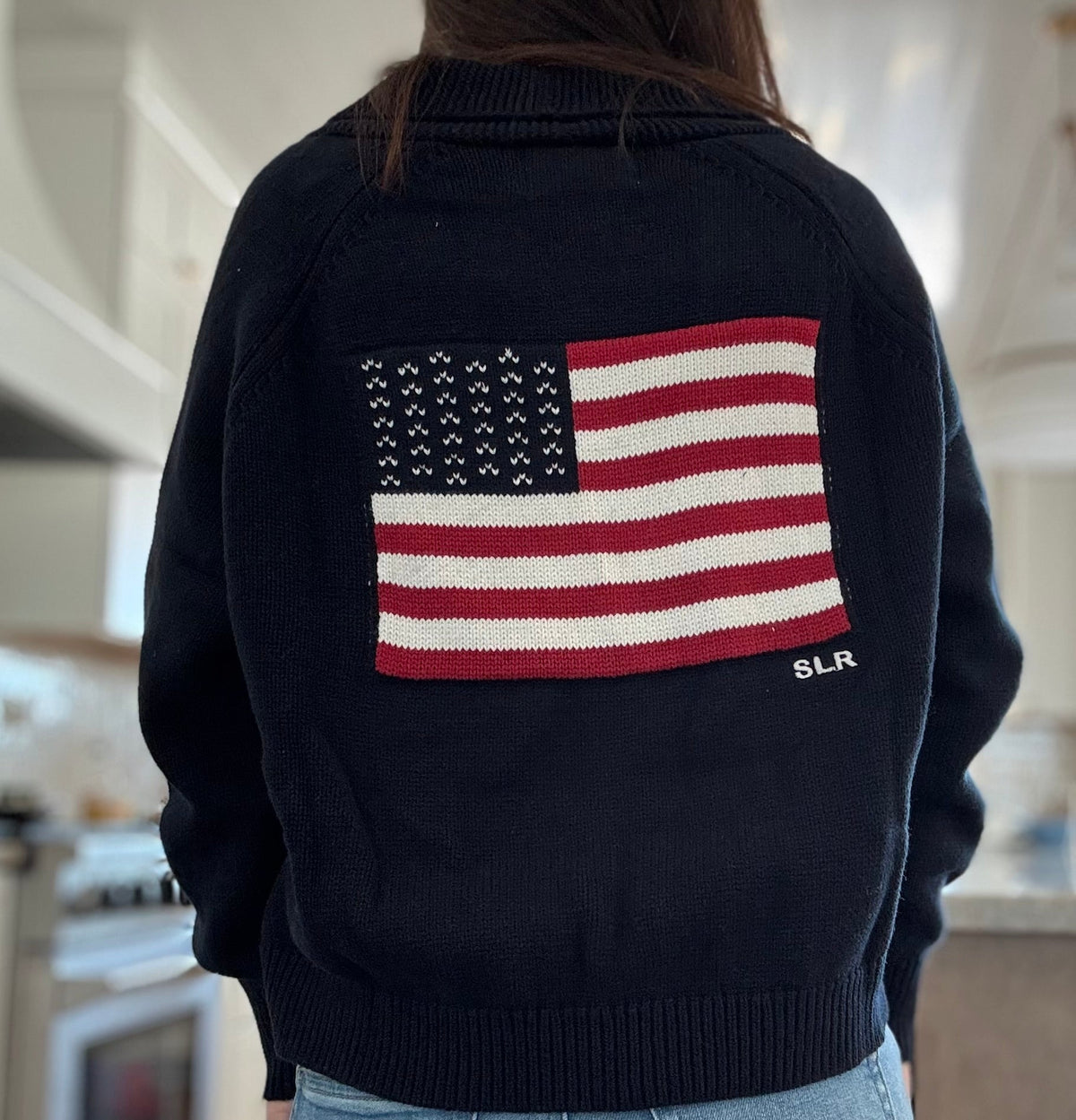 Shawl Cardigan-Flag on the back with SLR