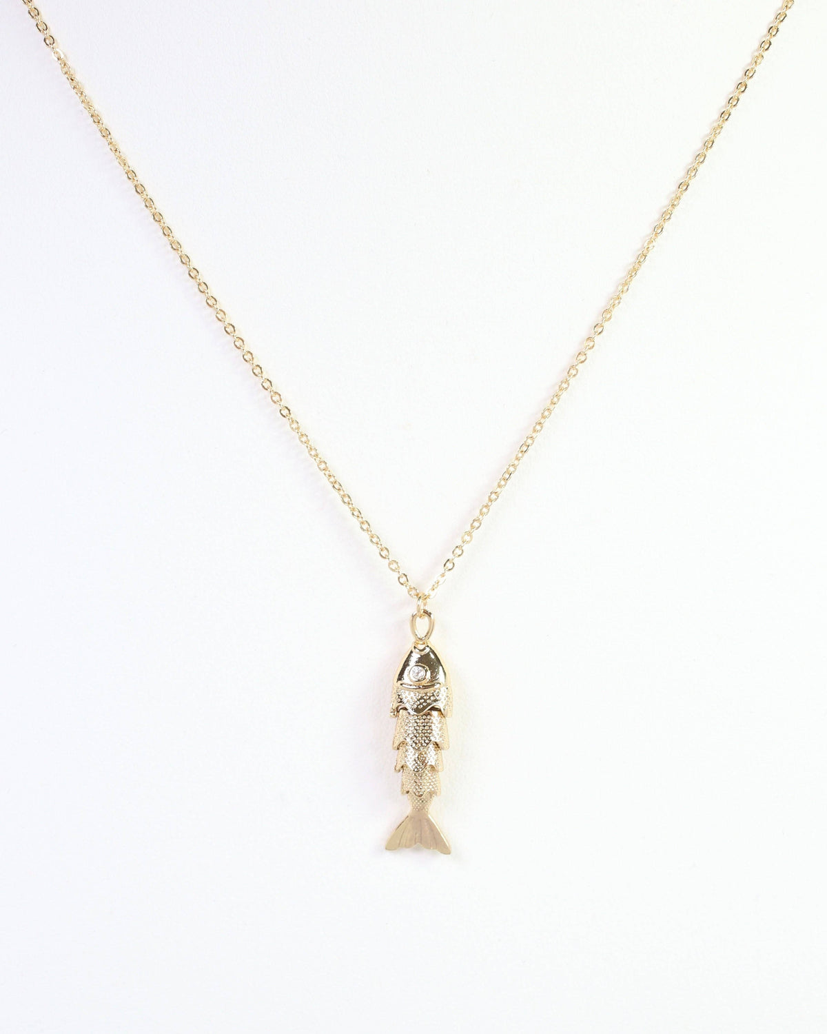 Genoa Fish Pendant Necklace WR Gold