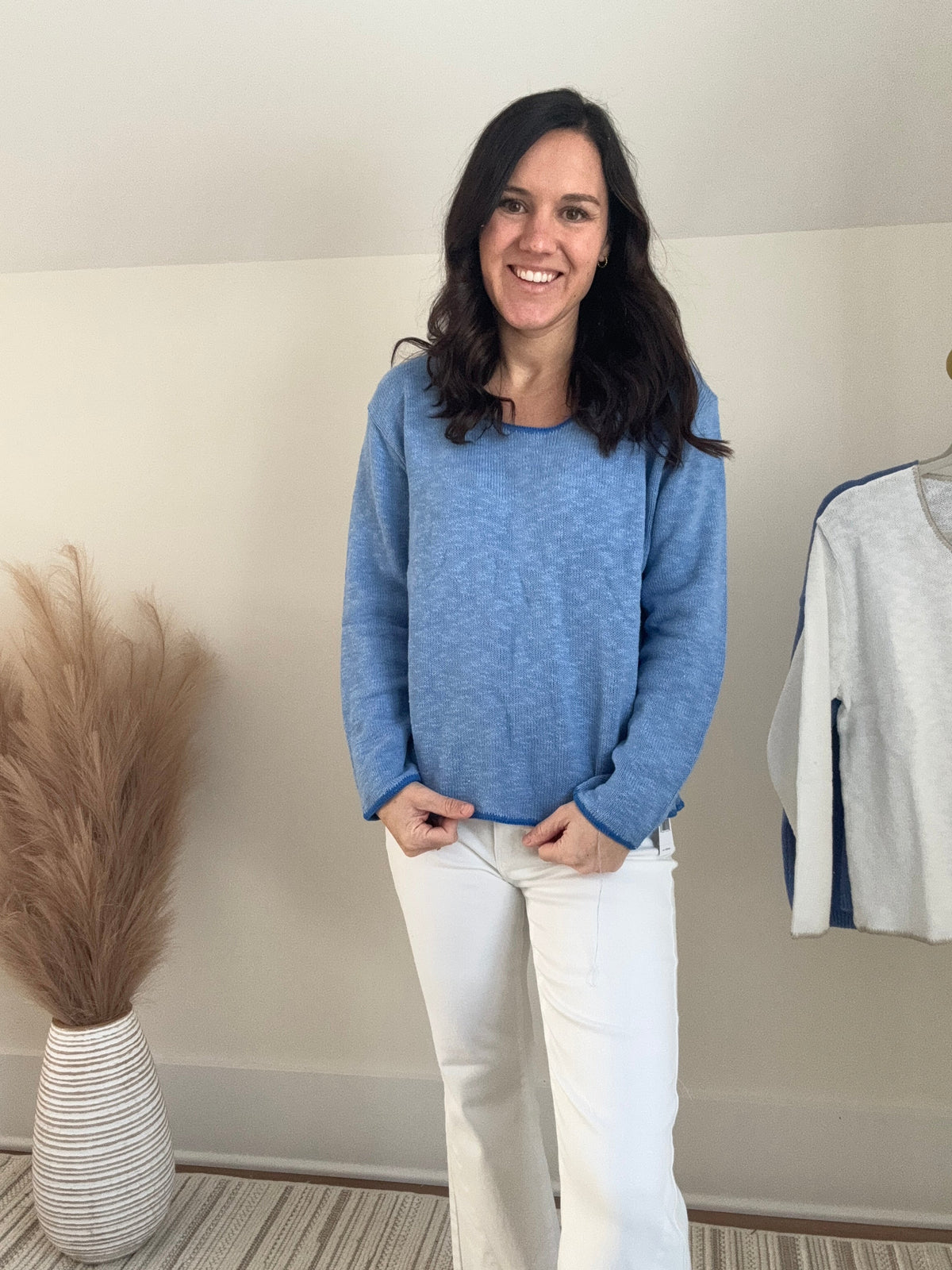 Crop Neck Slub-Ocean