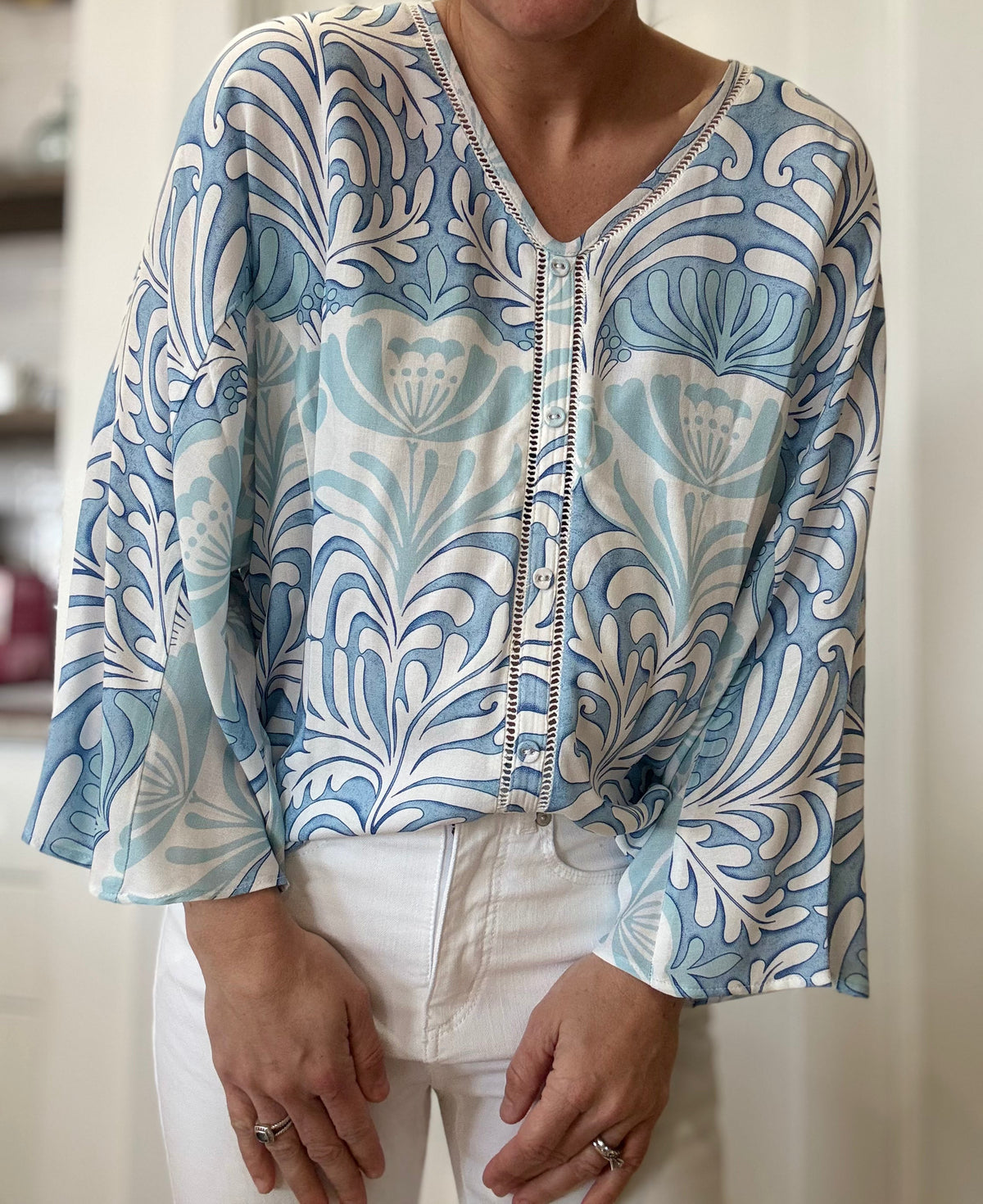 Printed Dolman Sleeve 3/4 Sleeve