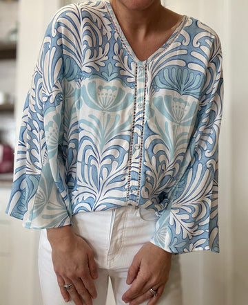 Printed Dolman Sleeve 3/4 Sleeve