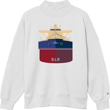 White Embroidered Ship Sweatshirt