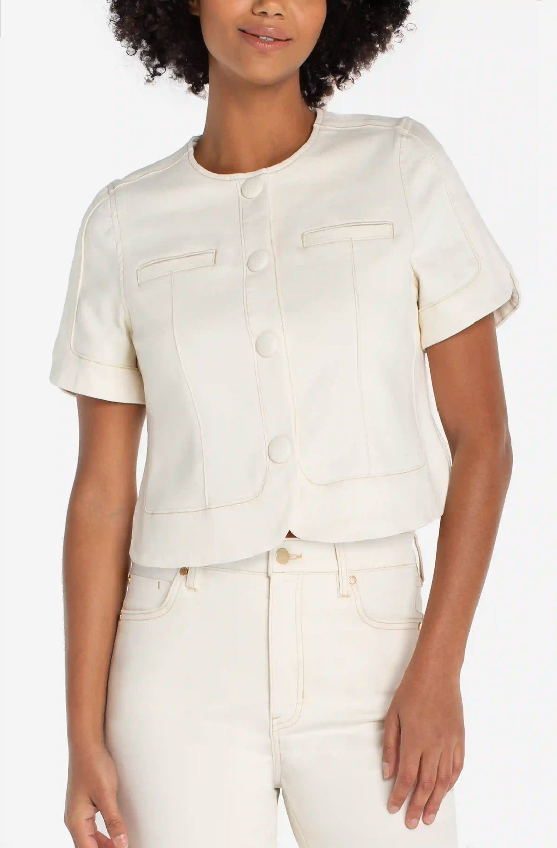 Collarless Top