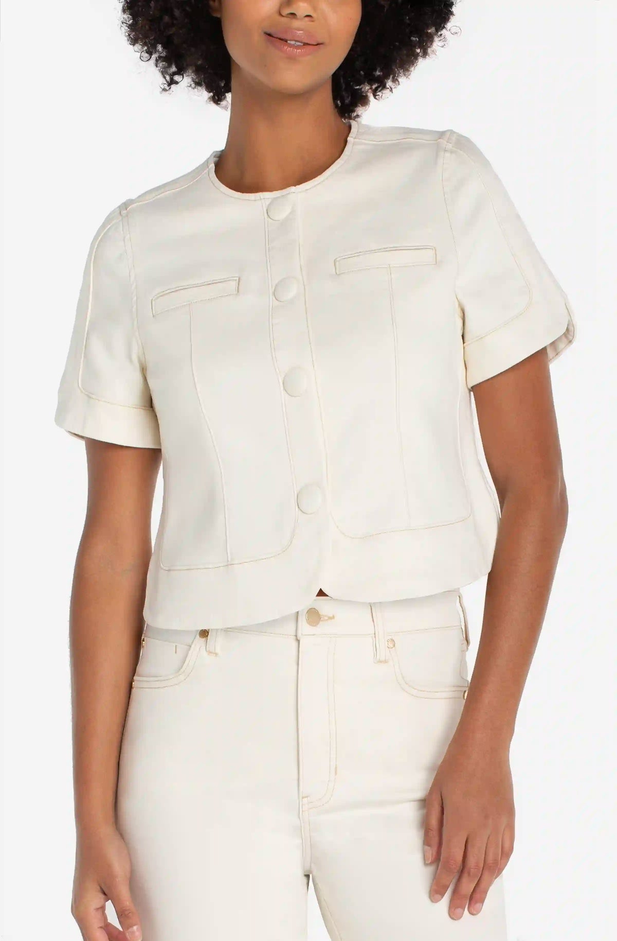 Collarless Top