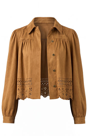 Puff Sleeve Jacket with Laser Cut Hem