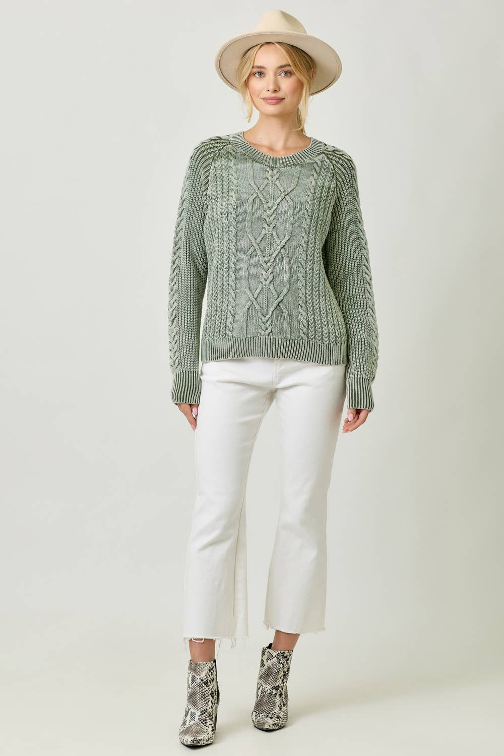 Washed Cable Sweater