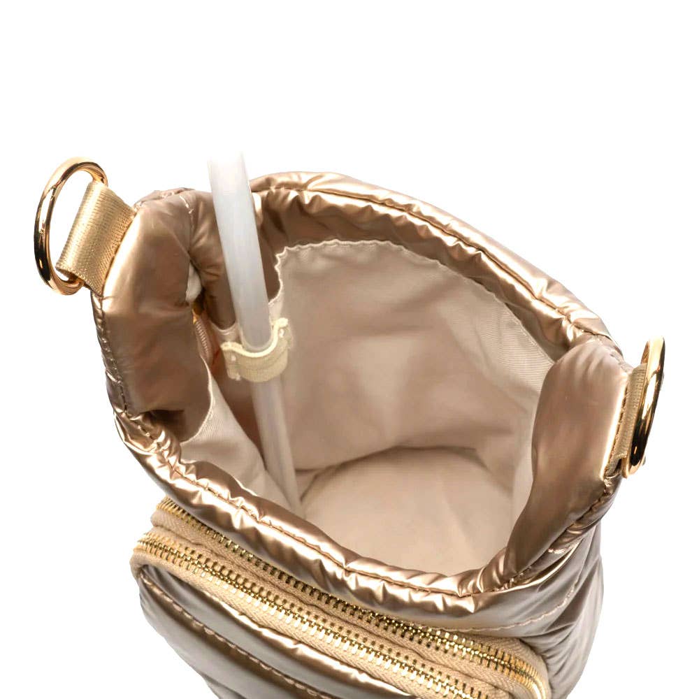 HydroBag? HANDLE?- Gold Shiny with Vegan Leather Trimmed Solid Strap