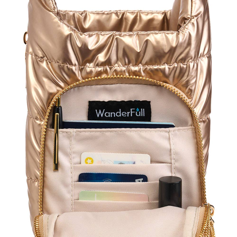 HydroBag? HANDLE?- Gold Shiny with Vegan Leather Trimmed Solid Strap