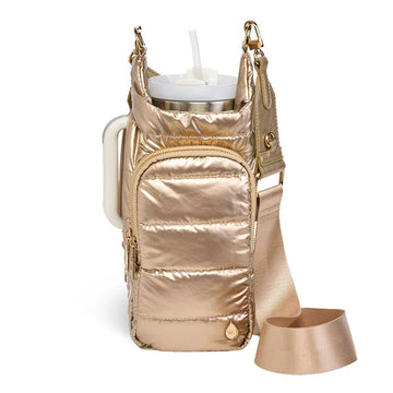 HydroBag? HANDLE?- Gold Shiny with Vegan Leather Trimmed Solid Strap