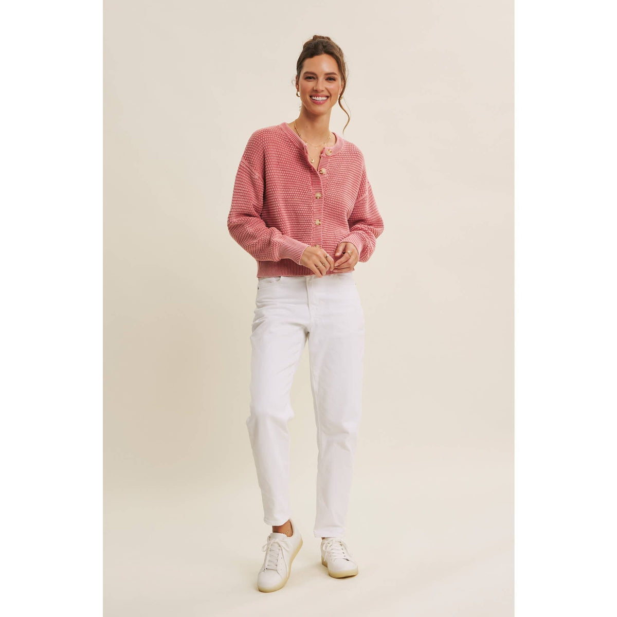 PERFECT FOR ANY SEASON MINERAL-WASHED CABLE KNIT CARDIGAN