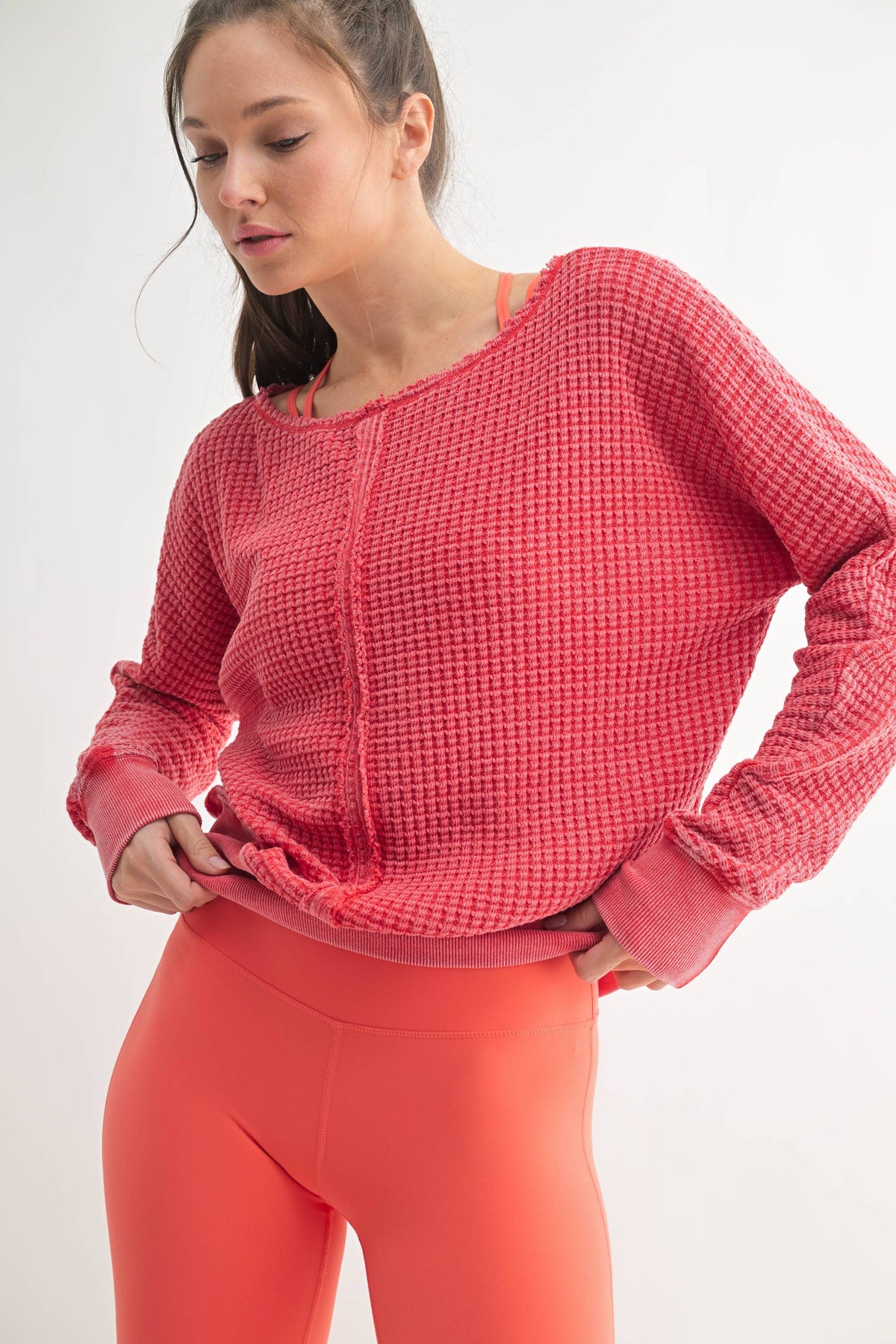 Chunky Waffle Boat Neck Sweater