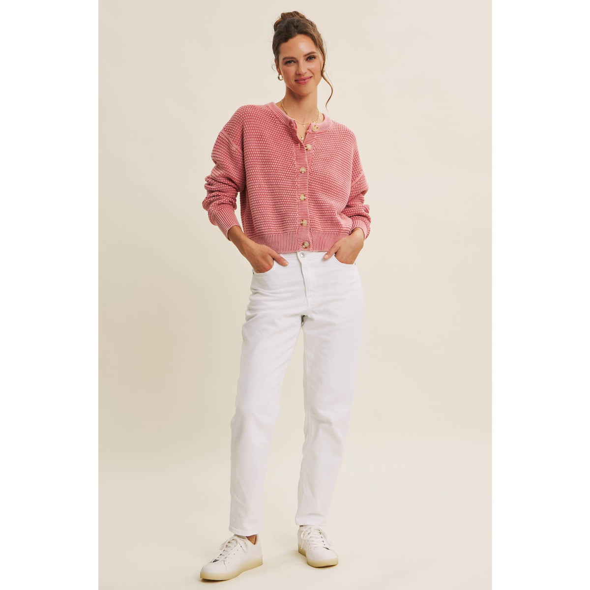PERFECT FOR ANY SEASON MINERAL-WASHED CABLE KNIT CARDIGAN