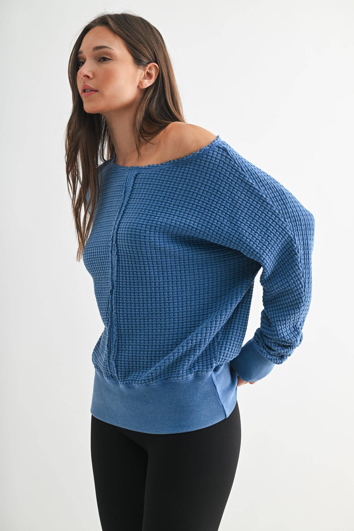 Chunky Waffle Boat Neck Sweater