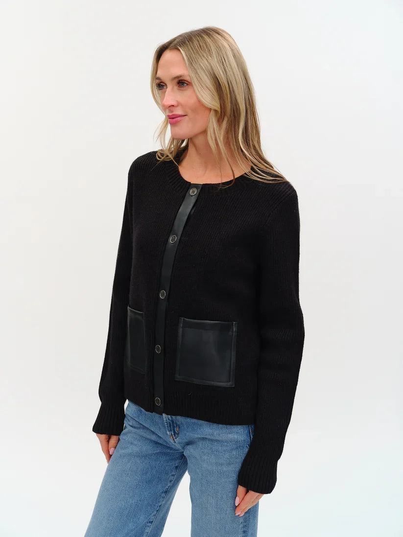 Faux Leather Cardigan