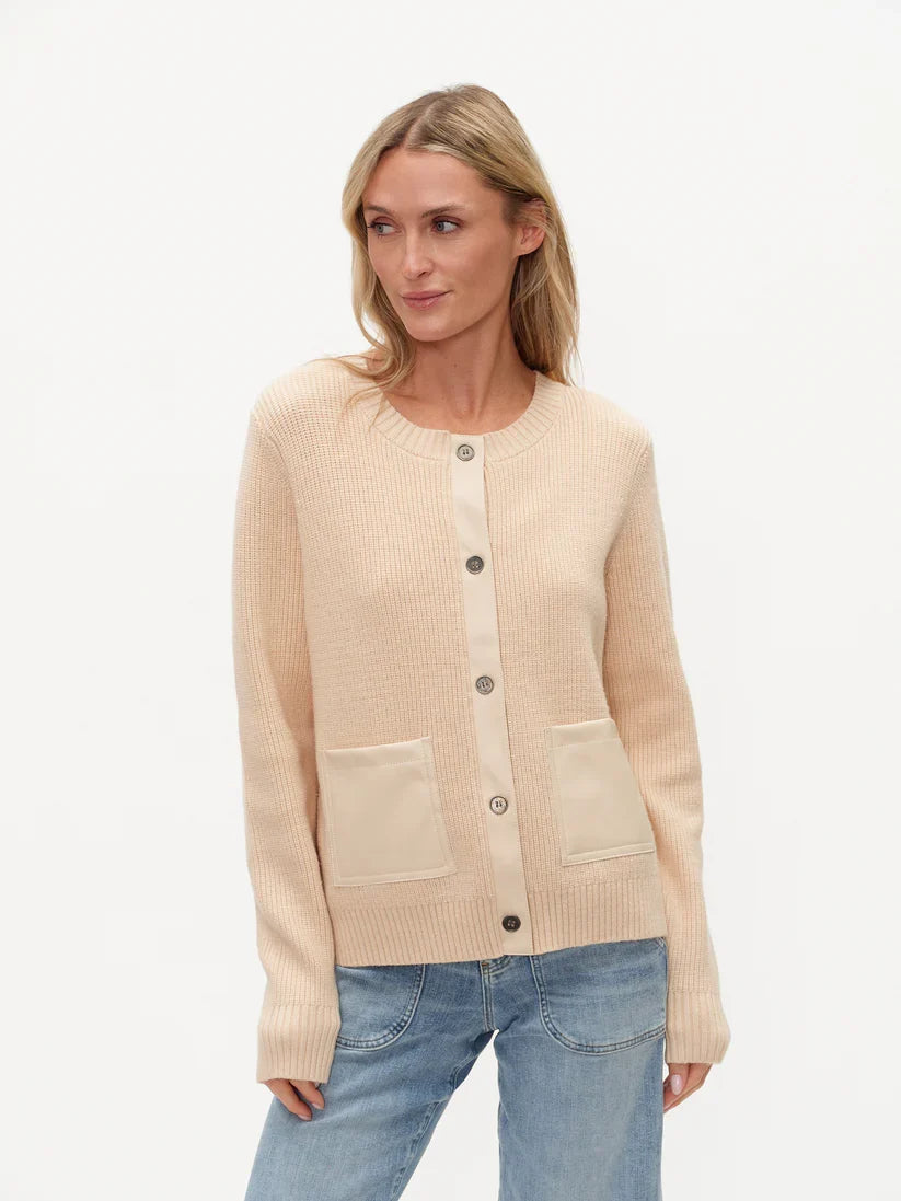 Faux Leather Cardigan